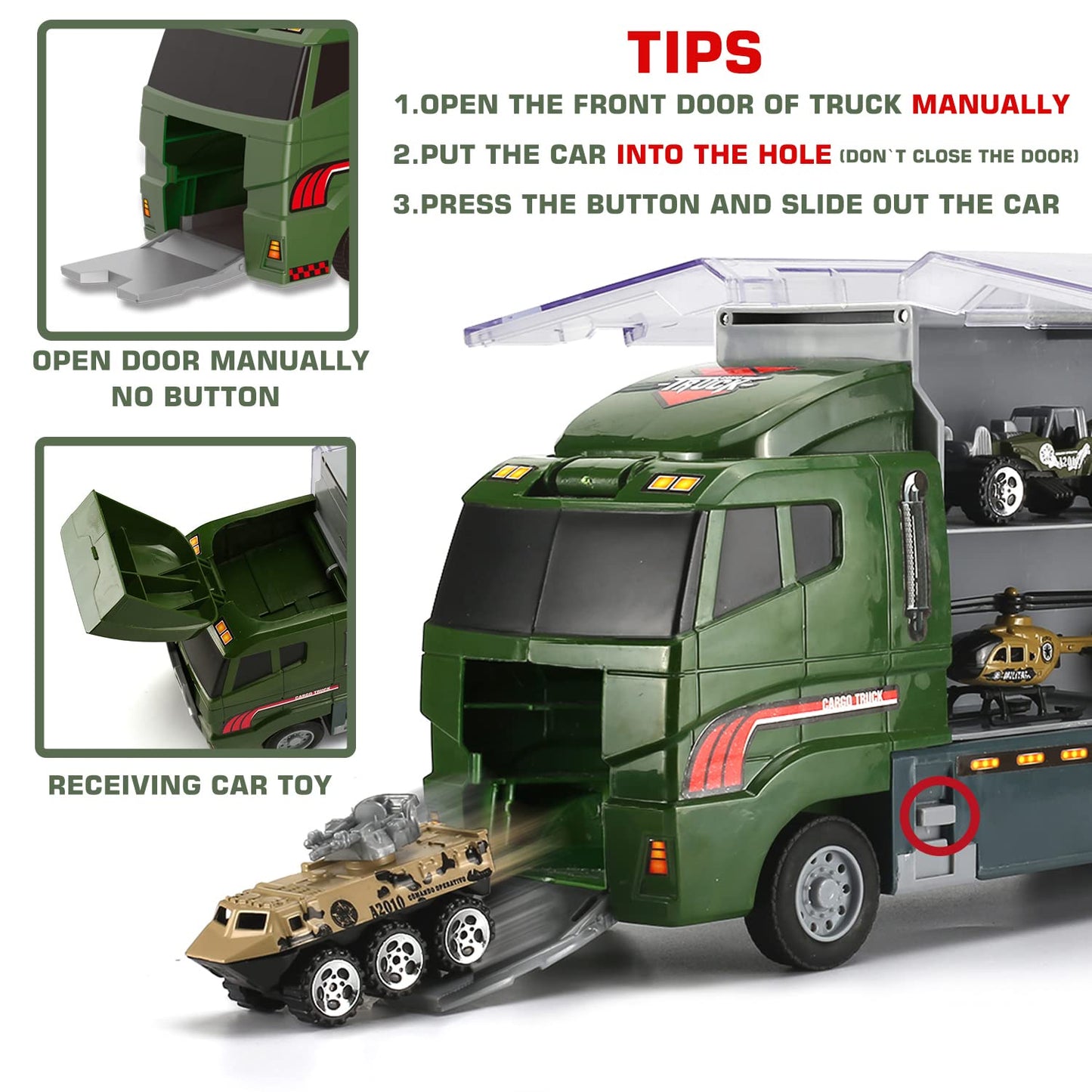 SWUNXION 26 in 1 Military Cars + Transport Vehicle Set, Military Vehicles Soldiers Die-cast Models, Toy Cars Storage in Truck, Army Vehicles Toys for Kids Girls Boys.