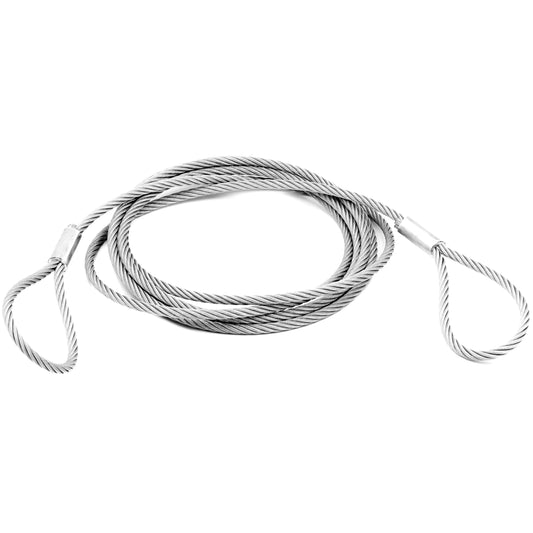Alfa Logistics ALFA LOGISTICS Steel Cable 4mm Diameter 5m Length - Steel Cable with Loops - Wire Rope with Loops - Steel Cable with 2x Loops - Rope