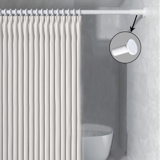 Telescopic rod without drilling, 128-177cm extendable stainless steel shower curtain rod for large windows/shower rooms (White-1, 128-177cm)