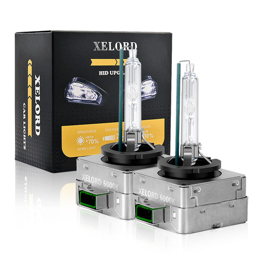 XELORD D3S Xenon Bulb Headlight Lamp 6000K Diamond White Light 35W HID Vehicle Headlight Bulb 12V (2 Bulbs)