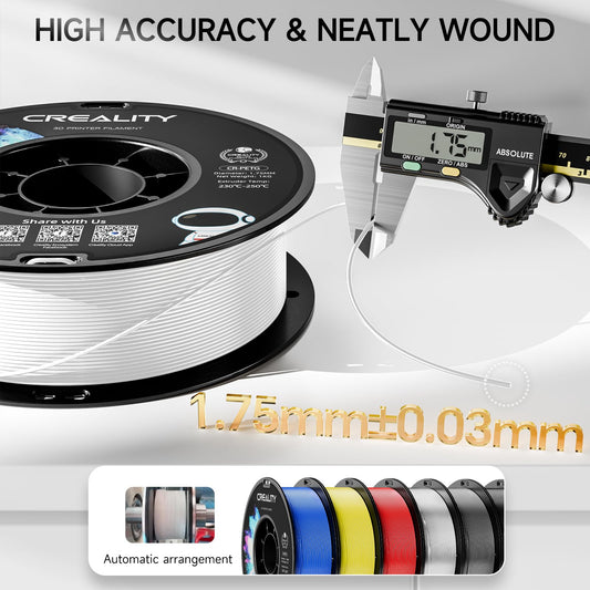 Creality PETG Filament 1.75mm, High Precision, Strong Toughness, Odorless, Better Flow, 2kg 3D Printer Filament, 1.75mm Accuracy +/- 0.03mm, PETG White 4 Pack.