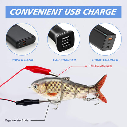 ODS Electric Fishing Lure with LED Light USB Rechargeable Floating Wobbler Robotic Fish Bait Freshwater Saltwater for Perch Zander (379)