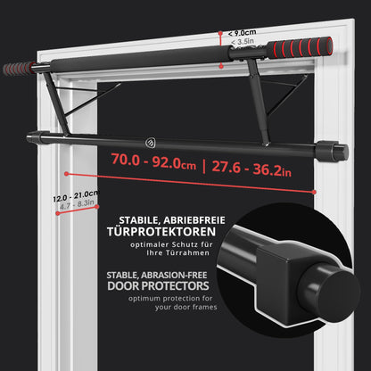 BeMaxx Pull-Up Bar for Door Frames without Screws/Drilling + Training eBook - Pro Door Pull-Up Dip Bar, Padded Grips | Pull-Up Bar for Hanging in Door at Home, Fitness Workout Sport