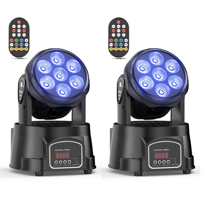 2 pack 7X15W Moving Head Wash LED lights with dmx512 RGBW, 5 control modes, 4 in 1 DJ lights for live events, bar, karaoke, Christmas, Halloween, home parties, weddings.