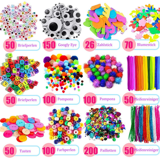 Goodguy Craft Set for Kids, 3000+ Pcs Craft Kit Craft Supplies Material Set, Big Craft Box Gifts for Girls Boys 3 4 5 6 7 8 9 10 11 12 Years - Pink