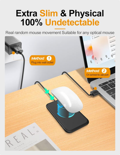 meatanty Ultra Thin and Quiet Invisible Mouse Jiggler, adjustable interval timer, Mouse Mover with ON/OFF switch, Mouse shaker Mouse clicker, random movement, driver-free
