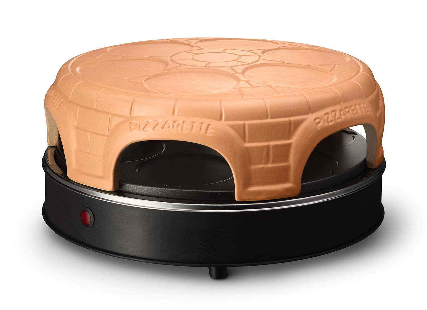 Emerio Pizza oven, PIZZARETTE the Original, handmade terracotta dome, patented design, for mini pizzas, genuine family fun for 6 people, PO-115848.1, terracotta dome.