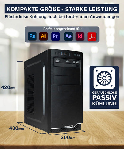 HYPER BYTE® Office PC - Computer with Intel Quad Core i7 at 3.9 GHz | 32GB RAM | 1TB SSD | Win 11 Pro | WLAN | DVD+RW | USB 3.0 | High End Office Tower-PC