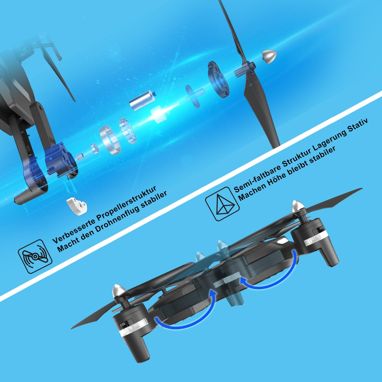Wipkviey T26 Drone with Camera 1080P, RC Foldable FPV Quadcopter with 2 Batteries, 26-30 Mins Flight Time, 3D Flip, Gravity Sensor, Headless Mode, One-Key Takeoff/Landing