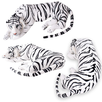 TE-Trend White Tiger Plush Toy XXL Stuffed Animal lying cat Big Cat Predator Decoration Figure Gift Toy 70cm Multicoloured