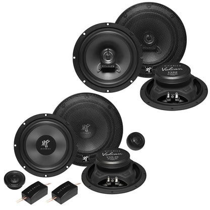 Mediadox Front/Rear 16.5cm/165mm Car Speakers/Boxes/Speakers Complete set from Hifonics compatible for VW Volkswagen.