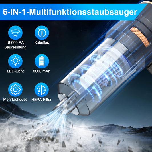 Fwiull Handheld Vacuum, 18000PA Car Vacuum, 4-in-1 Cordless Handheld Vacuum Cleaner, 3-Speed 200000 RPM Car Vacuum, Foldable Car Vacuum for Office Use, Car, Kitchen, Pet Hair