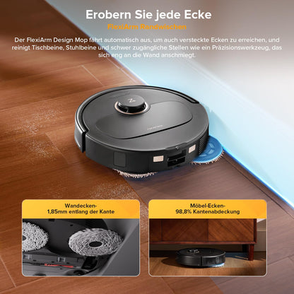 Roborock Qrevo S5V vacuum cleaner robot with mopping function & lift-off mop, 12,000Pa suction power, Zero-Tangle system, warm air drying, intelligent obstacle avoidance, multi-function docking station (Black)