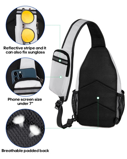 WATERFLY Sling Backpack Shoulder Bag Crossbody Bag Adjustable Strap Hiking Chest Pack for Men and Women