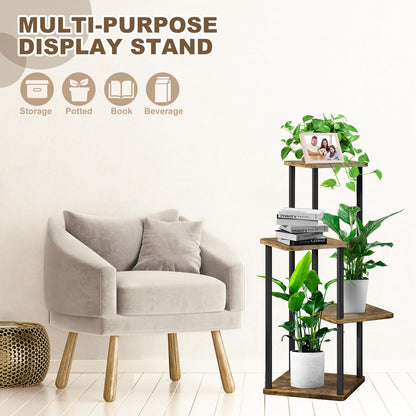 YOCOMEY 4-Tier Wooden Flower Rack Plant Stand, Multi-layer Flower Shelf Plant Shelf Flower Bench Flower Stairs Plant Stairs Display Rack for Indoor Garden Balcony Decor (Black)