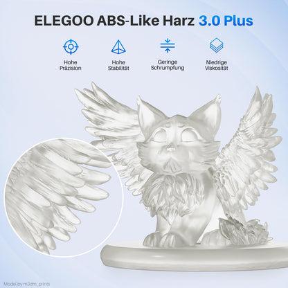 ELEGOO ABS-Like Resin 3.0 Plus, 3D printer resin 405nm rapid UV-curing photopolymer resin, high precision for LCD 3D printers translucent 1kg
