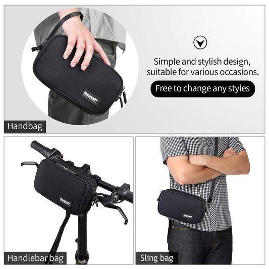 BAIGIO front pocket for bicycle, handlebar bag with rain cover, multifunctional, shoulder bag, crossbody bag