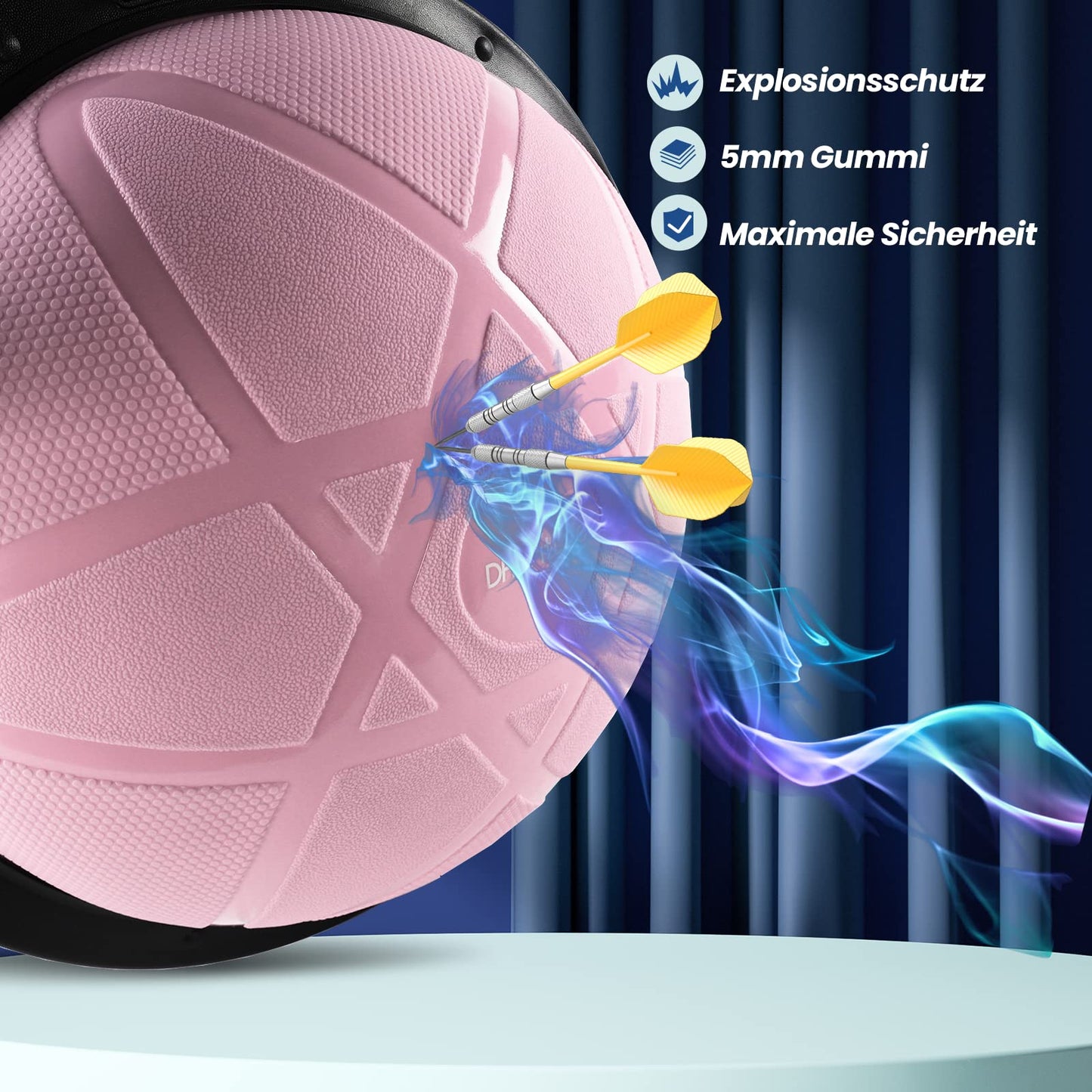 DH FitLife Balance Ball, Yoga Balance Trainer Φ60*22cm up to 200KG capacity, half Gym Ball Fitness Balance Board, Balance Board with pump and 2 fitness bands, Pink.
