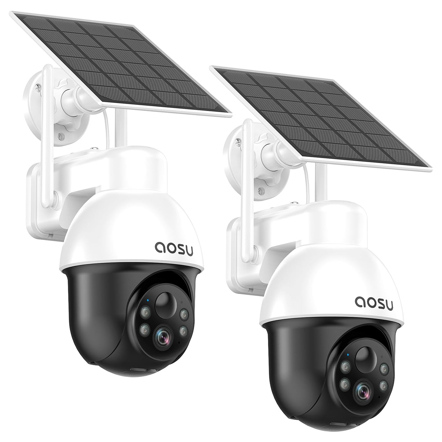 AOSU 3K Outdoor Battery Solar Surveillance Camera, 5MP Wireless WiFi Outdoor Security Camera, 360° Panoramic PTZ, Auto Tracking, Night Vision, 2 Pack.