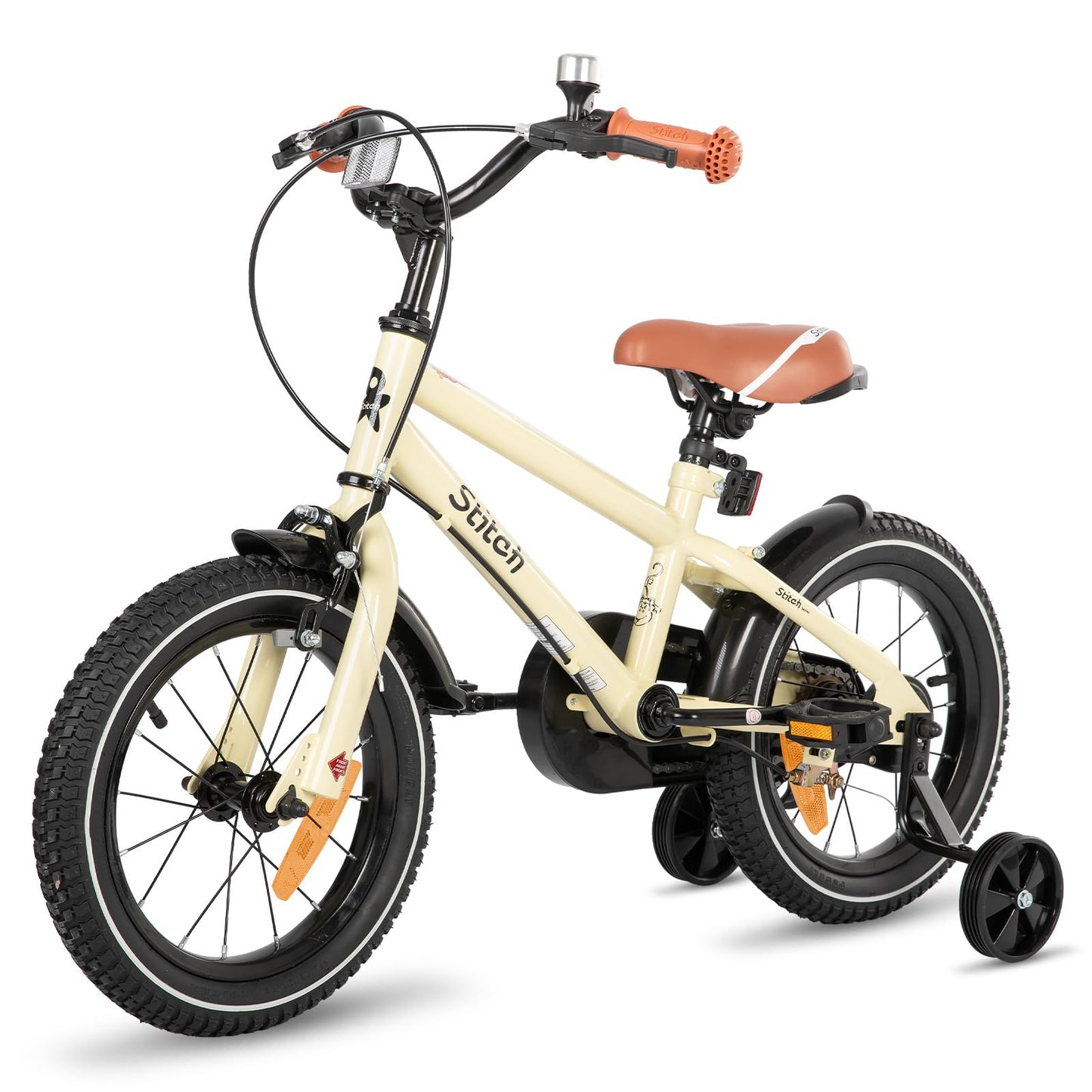 STITCH 16-inch kids bike for 5-7 year old boys, 16-inch bike for boys with training wheels, Beige