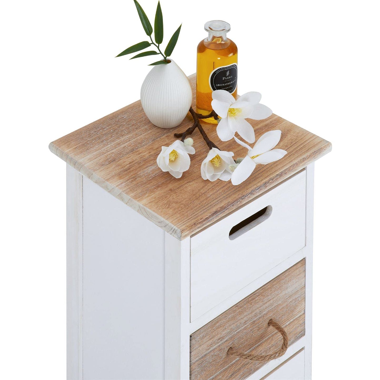 CARO-Möbel drawer cabinet Salva chest of drawers for box spring bed standing shelf storage shelf in white, shabby chic vintage look, 3 drawers