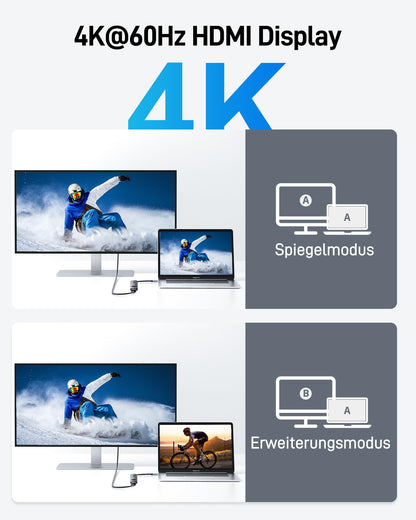 Acer USB C Hub, 4K@60Hz Adapter with HDMI, PD 100W, 2x USB 3.0, data port, card reader, and screen control - 7 in 1 docking station for MacBook Pro/Air, Surface, iPhone 16 Pro.