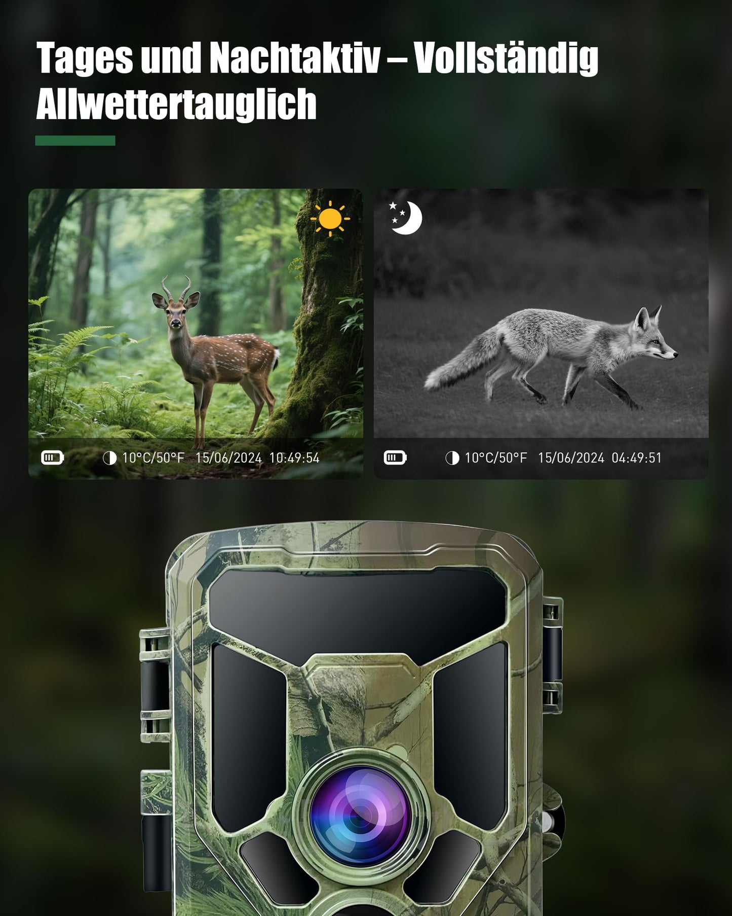 HAZA 4K WiFi Trail Camera with App, 60MP HD Wildlife Camera with 940nm Night Vision, Motion Sensor, SD Card, 120° Wide Angle, 0.1s Trigger, IP66 rated for Wildlife Monitoring/Deer Scouting.