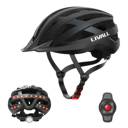 LIVALL Smart Bike Helmet with LED taillight and turn signals, Bluetooth bike helmet with wireless remote control, SOS alert and built-in microphone and speaker, for men and women, black