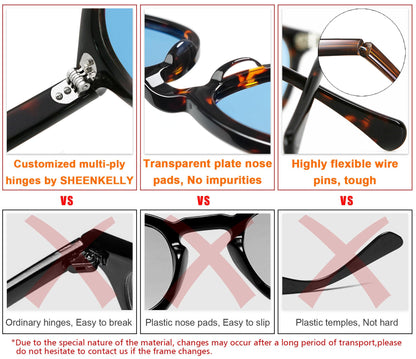 SHEEN KELLY Retro Acetate Oval Sunglasses for Men Women High-Definition Polarized Round Lens Material