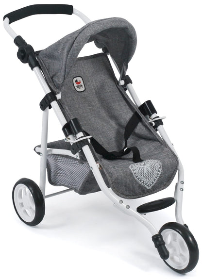 Bayer Chic 2000 - Doll Buggy Lola, Jogging Buggy, Doll Jogger, Doll Carriage, Grey Jeans, 70 x 33 x 62 cm