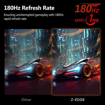 Z-Edge 24-inch Curved Gaming Monitor 180Hz 1ms MPRT, 300cd/m² brightness, 16:9 Full HD curved screen, VA panel, FreeSync, HDMI DP - Black