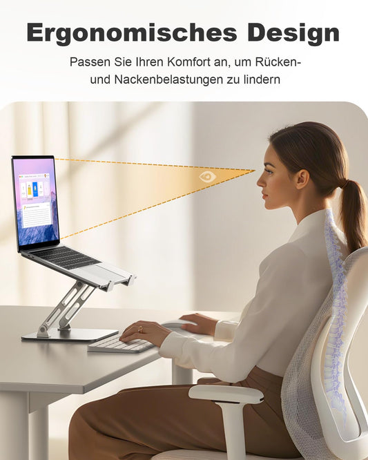 Babacom Laptop Stand Cooling Pad Adjustable & Ventilated with Double Bar Support, Ergonomic Lap Desk, Foldable & Portable Notebook Stand compatible with MacBook Air/Pro (10-16 inches)