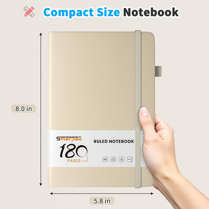 3 pieces of A5 notebook, smaller notepad with 80gsm thick paper, 180 pages leather journal for women men traveling working school writing - Beige, Olive Green, Red