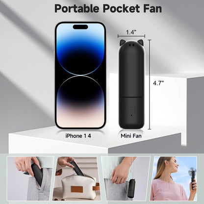 HZSK Handheld Mini Fan, Portable Foldable Fan with Power Bank, USB Rechargeable Small Pocket Fan, Personal Fan with 3 Speeds for Women Outdoor Travel.