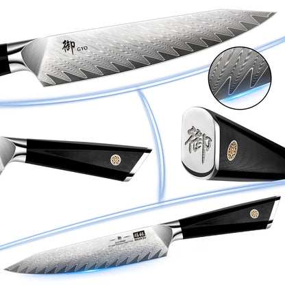 SHAN ZU Damascus Kitchen Knife, Professional Chef's Knife 15 cm, 67-layer Damascus Steel Japanese Steel 10Cr15Mov Professional Kitchen Knife with G10 Handle - GYO Series