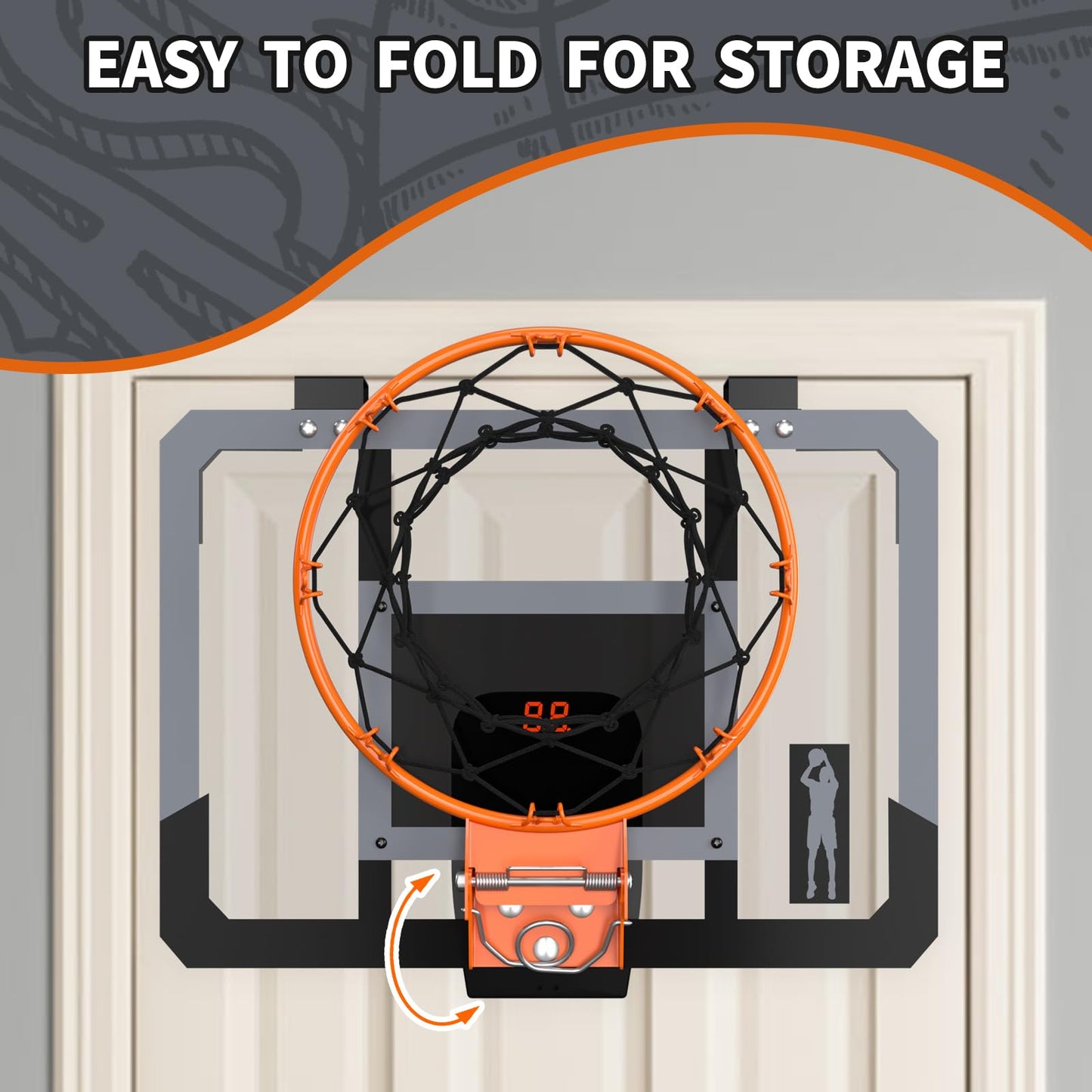 HYES Mini Basketball Hoop for Kids, Room Basketball Set with Electronic Scoreboard, 3 Ball Pump Indoor Outdoor Basketball Hoop, Sports Toy Basketball Board
