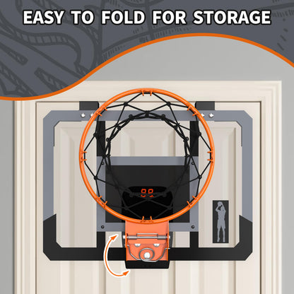 HYES Mini Basketball Hoop for Kids, Room Basketball Set with Electronic Scoreboard, 3 Ball Pump Indoor Outdoor Basketball Hoop, Sports Toy Basketball Board