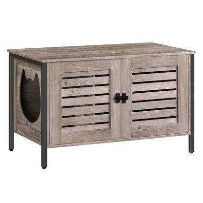 HOOBRO Cat Litter Box Cabinet, Cat Cabinet for Cat Toilet, Cat House Cat Furniture with Louvered Door, Pet Box with 4 Iron Feet, 80 x 45 x 50.5 cm, Greige EBG06MW01