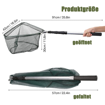 Folding telescopic fishing net 190cm, compact and portable for pond and carp fishing. Great outdoor fishing accessory for kids and adults.