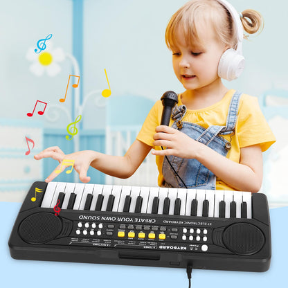 m zimoon Keyboard for Kids with Microphone, Portable Multifunctional Kids Keyboard 37 Keys for ages 3 and up, Musical Toy Piano Keyboard Learning Toy Gift for Boys Girls 3 4 5 6 Years