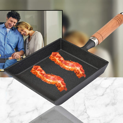 Pokerty Tamagoyaki Pan, Mini Iron Omelette Pan with Anti-heat Wood Handle for Tamagoyaki Omelette Pancakes