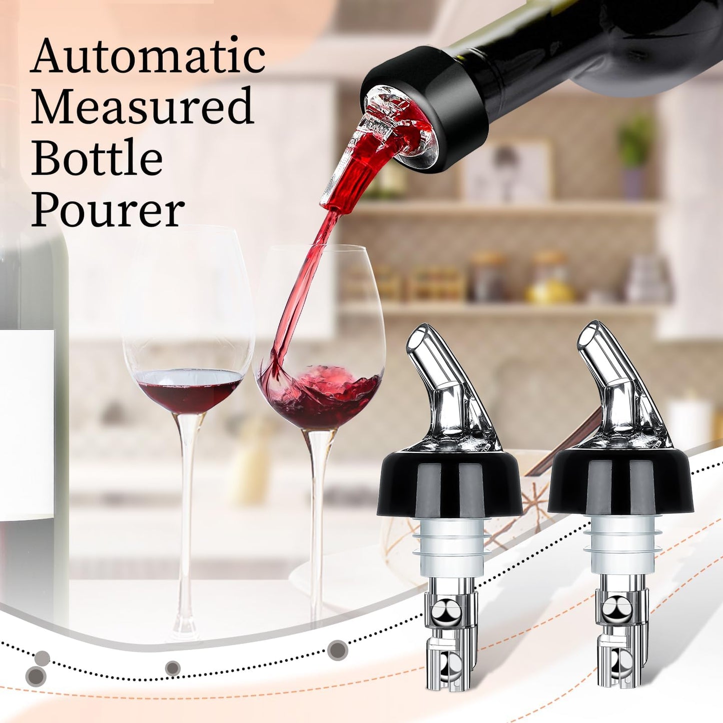 12 pieces of bottle pourer spouts with 3cl portion control and dust cover. Perfect for measuring and pouring cocktails.