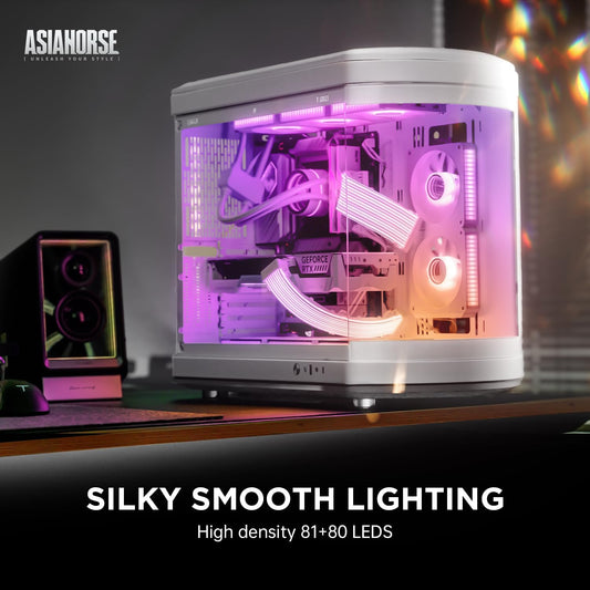 AsiaHorse ARGB PSU Cable Cover Kit, Aurora RGB Power Extension Cable Cover Kit for Motherboard and GPU PC Cables, 5V 3Pin ARGB SYNC, Compatible with 12+4-Pin/8-Pin/24-Pin Cables AURORA-CO-WH