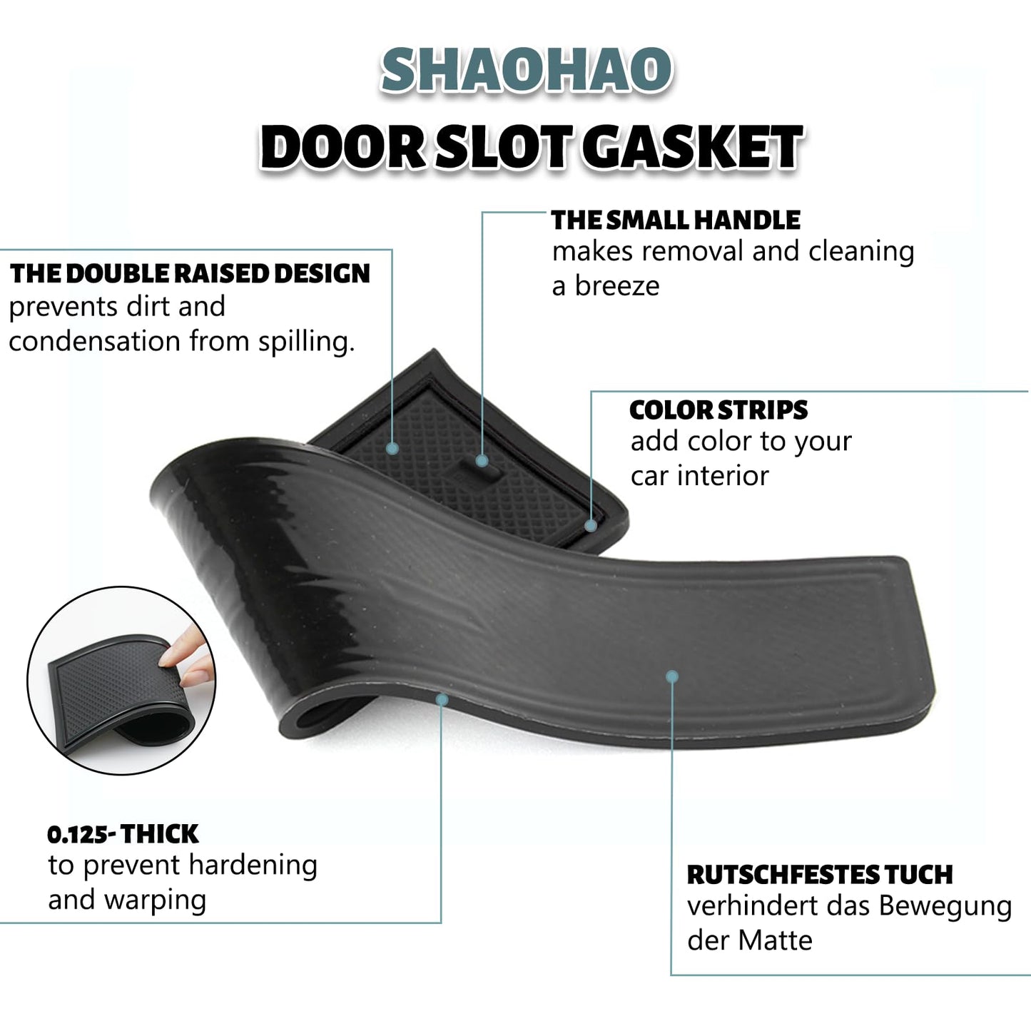 SHAOHAO for Jeep Avenger 2023 2024 Rubber Mats, Center Console Non-Slip Mats, Cup Holder Mats, Door Slot Mats Storage Box Non-Slip Mat Accessories Avenger Black