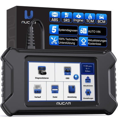 Car diagnostic tool, MUCAR CS5 OBD2 diagnostic tool with 5 system diagnoses (ECM/SRS/ABS/BCM/TCM), car diagnostic tool for AutoVIN, Android 7.0, free to use.