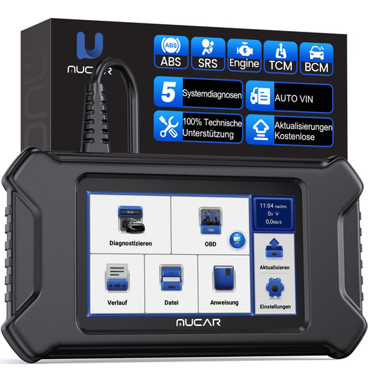 Car diagnostic tool, MUCAR CS5 OBD2 diagnostic tool with 5 system diagnoses (ECM/SRS/ABS/BCM/TCM), car diagnostic tool for AutoVIN, Android 7.0, free to use.