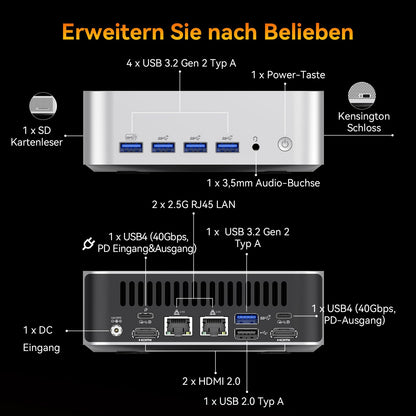 GEEKOM Mini PC A8 Max with AMD Ryzen 7 8745HS, 2.5Gbps Dual LAN Port, 3-year warranty, 32GB DDR5 1TB SSD, Mini Computer W-11 Pro | 8 USB | 8K Quad-Display, for Gaming/Creativity/Office.