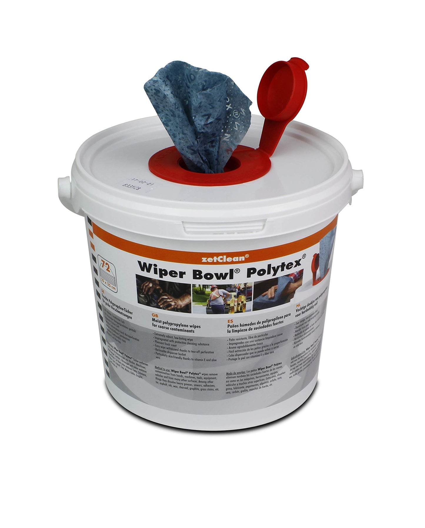 6x ZVG Wiper Bowl Polytext wet cleaning wipes in dispenser bucket - polypropylene washcloths - towels 25 x 25 cm workshop commercial vehicle motorcycle and household, aloe vera