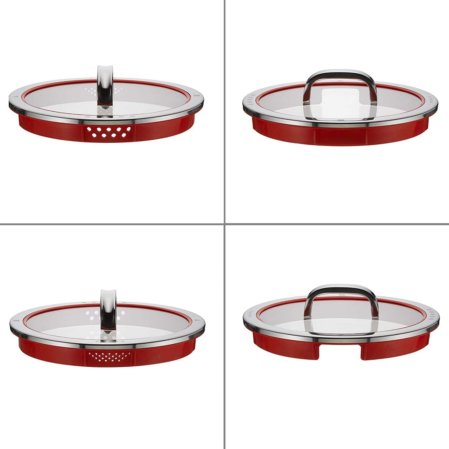 WMF Function 4 Cookware Set Induction 5-piece, glass lids with 4 pouring functions, Cromargan stainless steel polished, Induction Pots Set, interior scaling