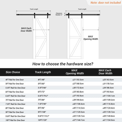 243cm/8FT Sliding Barn Door Hardware Kit Sliding Door System Accessory for Interior Doors, Black